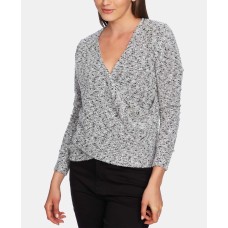 1.State Bouclé Wrap-Front Top (Natural, XL)