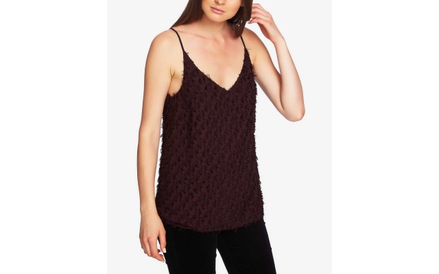  Fringe-Jacquard Camisole Oxblood X-Small