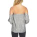  Metallic-Stripe Blouson-Sleeve (Metalic, L)