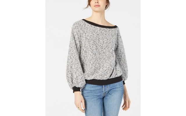  Off-The-Shoulder Boucle Top (Natural, L)