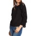  Ruffle Slit Sleeve Top (Black, S)