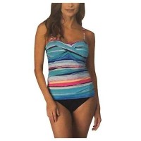2 Bamboo Ladies’ Swimsuit Tankini Set Tummy Toner (Blue Multi, S)