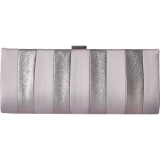 Adrianna Papell Women’s Frame Striped Satin Clutch (Pewter)