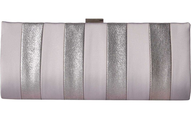  Women’s Frame Striped Satin Clutch (Pewter)