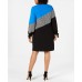   Colorblocked Shift Dress (Blue/Blk, 18W)