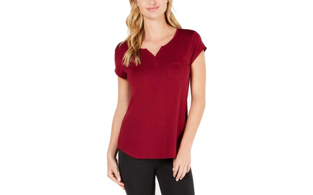  Essentials Knit Pajama Top (Plum Tart, 2XL)