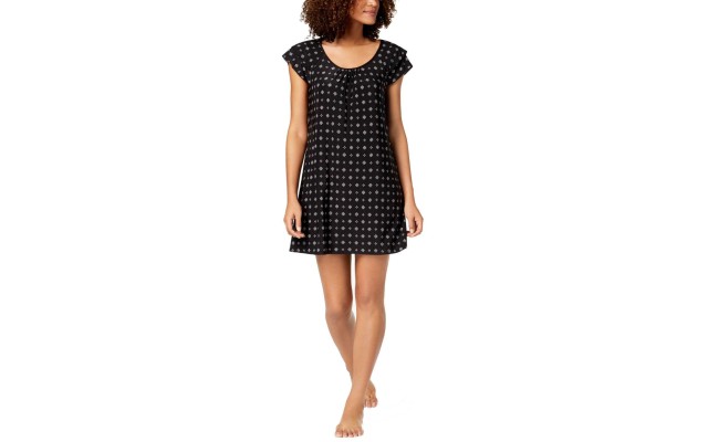  Flutter-Sleeve Chemise (Black, S)