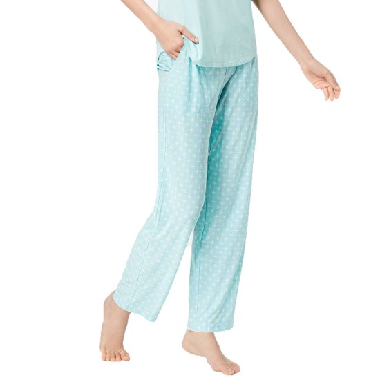  Geometric-Print Pajama Pants (Aqua/3XL)