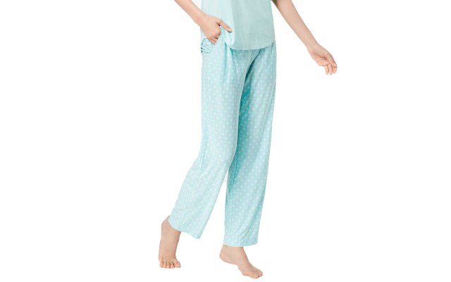  Geometric-Print Pajama Pants (Aqua/3XL)