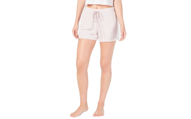  Hacci Striped Sleep Shorts (Pink, 2XL)