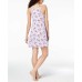  High-Neck Bouquet-Print Chemise (Purple, M)