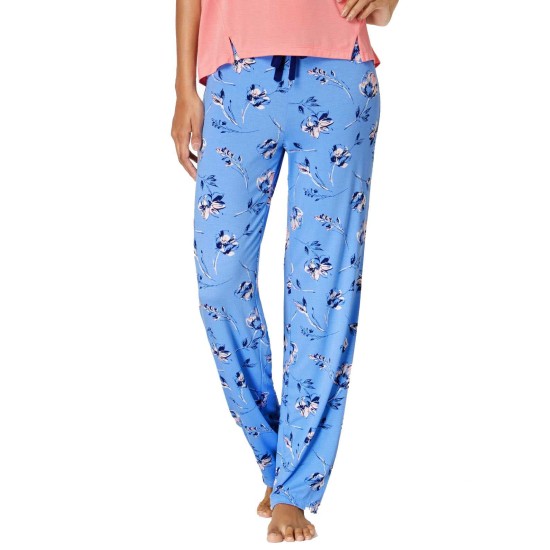  Knit Floral Printed Pajama Pants (Navy, 3XL)