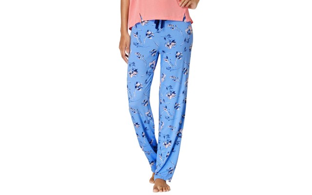  Knit Floral Printed Pajama Pants (Navy, 3XL)