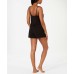  Lace-Up Print Knit Pajama Romper