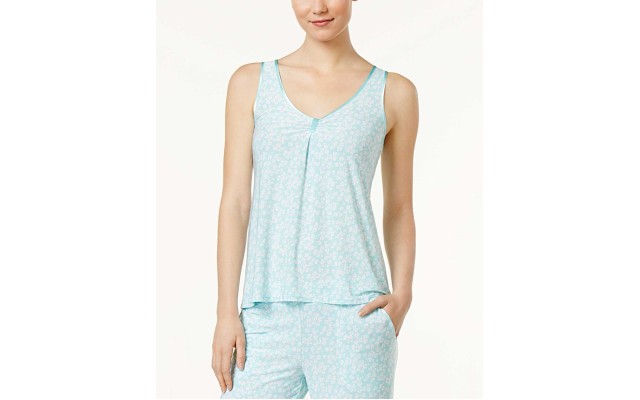  Loop-Front Printed Pajama Tank Top (Tank Floral, L)