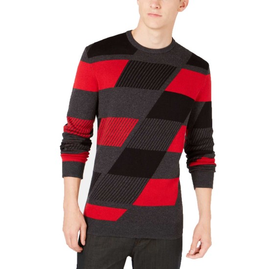  Men’s Abstract Colorblocked Sweater (Red/Black)