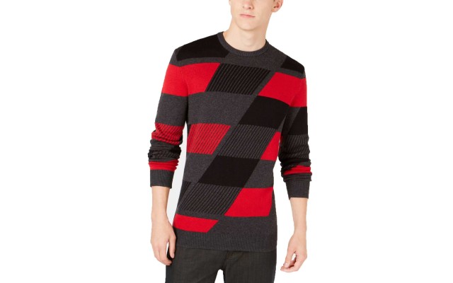  Men’s Abstract Colorblocked Sweater (Red/Black)
