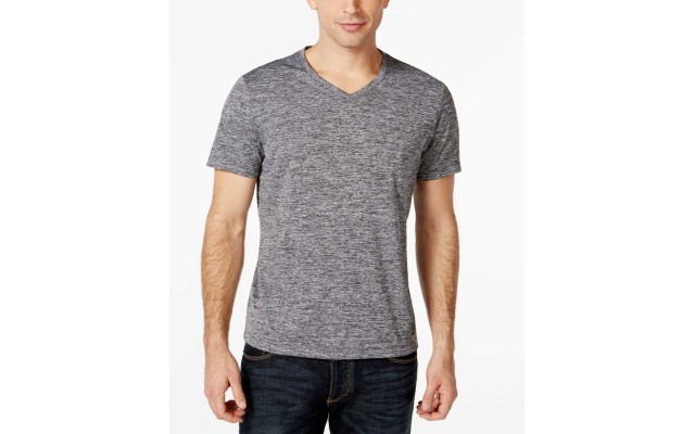  Mens Classic Fit Stretch Basic T-Shirt (Grey, S)