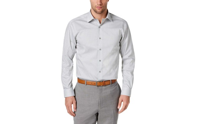  Men’s Classic/Regular Fit Shaded Cube Print Shirt (White/Teal, 17-17.5 36-37)