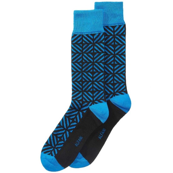  Men’s Geometric-Print Socks (Dark Blue)