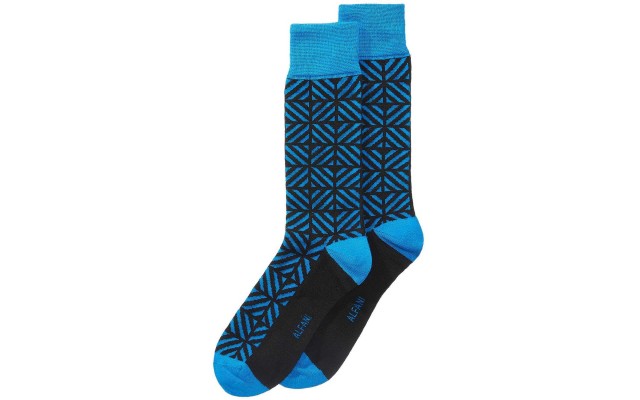 Men’s Geometric-Print Socks (Dark Blue)