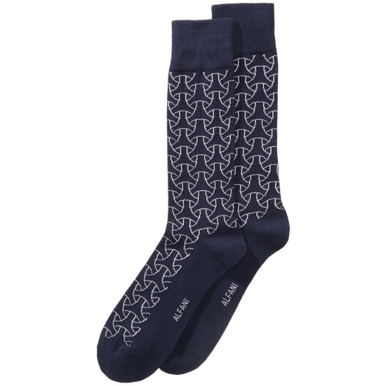  Men’s Geometric-Print Socks (Navy)