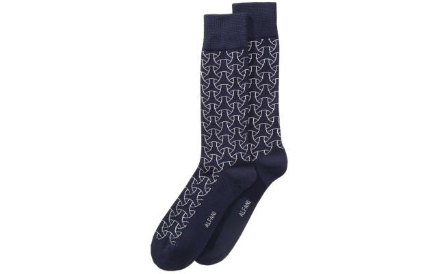  Men’s Geometric-Print Socks (Navy)