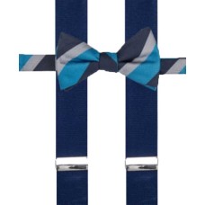 Alfani Men’s Holiday Grid Bow Tie & Suspender Set (Blue Light)