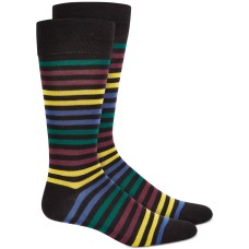 Alfani Men’s Multi Bold Striped Dress Socks, Black Yellow