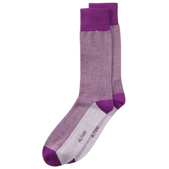  Men’s Pique Knit Dress Socks (Purple)