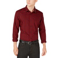 Alfani Men’s Regular Fit Lewis Plaid Shirt (Red, XXL)