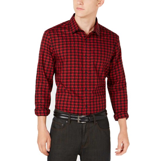  Men’s Regular Fit Lewis Plaid Shirt (Red, XXL)