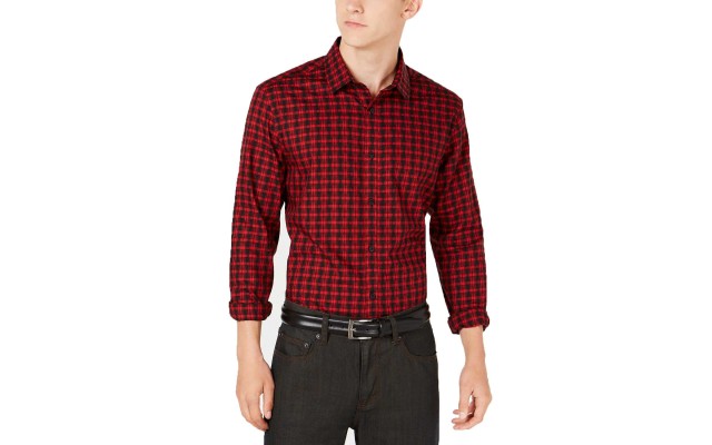  Men’s Regular Fit Lewis Plaid Shirt (Red, XXL)