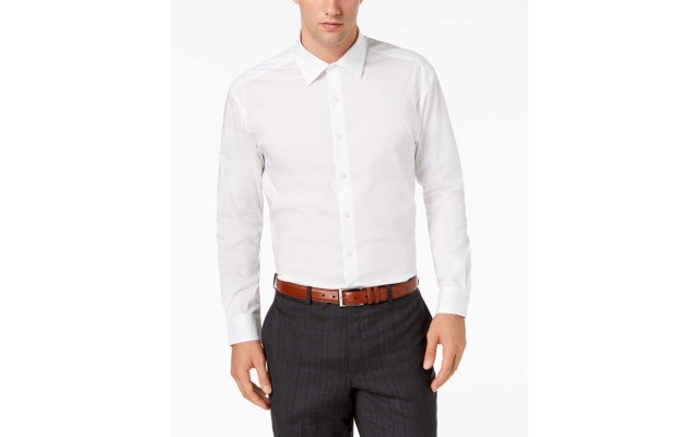  Mens Regular-fit Stretch French-cuff Dress Shirt (White,15-15.5/32-33)