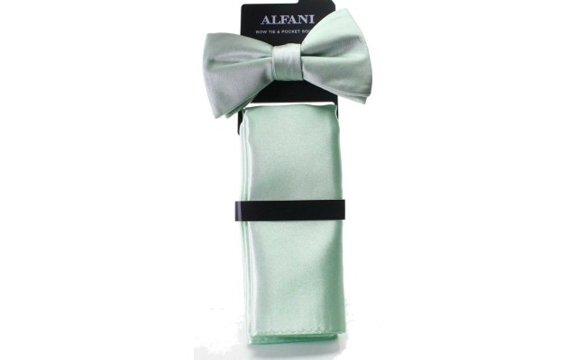  Men’s Satin Cocktail Party Bow Ties & Pocket Square Sets
