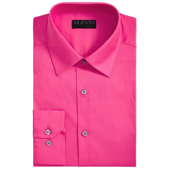  Men’s Solid Athletic Fit Shirt (Pink, 15-15.5 34-35)