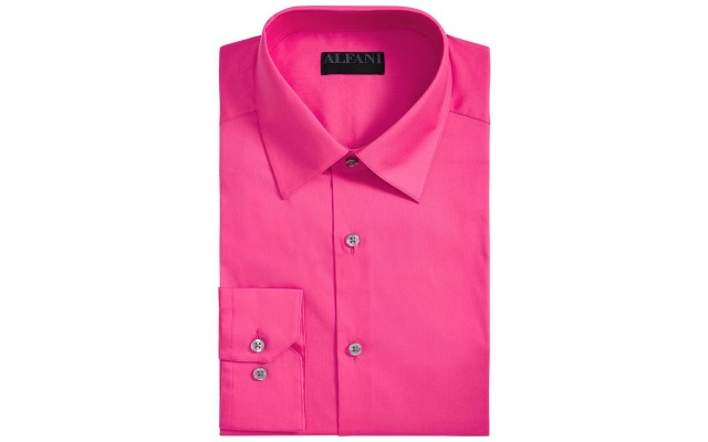  Men’s Solid Athletic Fit Shirt (Pink, 15-15.5 34-35)