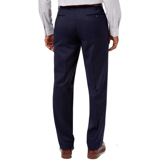  Mens Twill Flat Front Trouser Pants (Navy, 42X30)