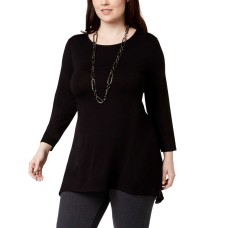 Alfani Plus Size Chiffon-Back Tunic (Black, 1X Plus)