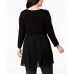  Plus Size Chiffon-Back Tunic (Black, 1X Plus)