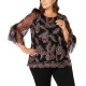  Plus Size Embroidered Statement-Sleeve Top (Pink, 1X)