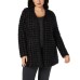  Plus Size Eyelash-Yarn Printed Cardigan Cardigan Sweaters