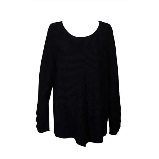  Plus Size Metallic Ribbed-Knit Tunic Sweater (Black, 0X)
