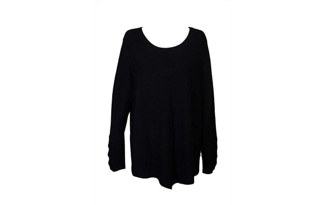  Plus Size Metallic Ribbed-Knit Tunic Sweater (Black, 0X)
