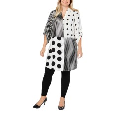 Alfani Plus Size Mixed-Print Super Tunic (White, 1X)