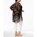  Plus Size Printed Mesh Tunic (Black, 1X)