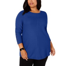 Alfani Plus Size Ribbed Snap-Detail Sweaters