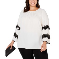 Alfani Plus Size Woman’s Embellished-Sleeve Blouse (Beige, 2X) Has defects
