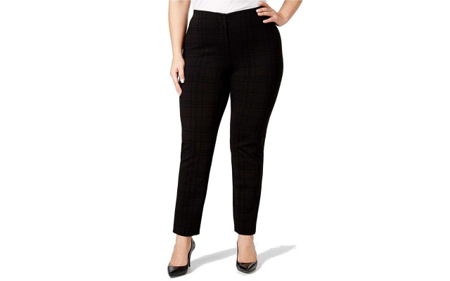  Plus Size Women’s Flocked Hollywood Skinny Pants (Black, 22W)