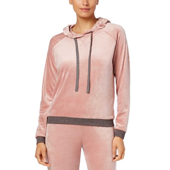  Velvet Hooded Pajama Top (Pink, 2XL)
